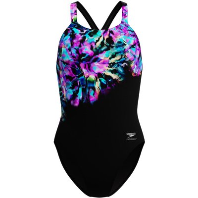 Speedo Club Training Bedruckter Powerback Badeanzug Damen