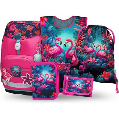 Airy Plus Flamingos Schulrucksack-Set 5tlg. inkl. Mäppchen & Zubehör