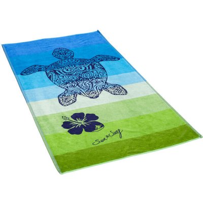 JACQUARD-STRANDTUCH TORTUGA BLAU + GRÜN – DOPPELT