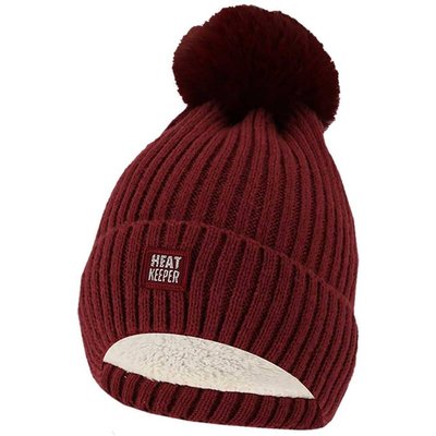 Heatkeeper Damenmütze mit Pompon - Bordeaux