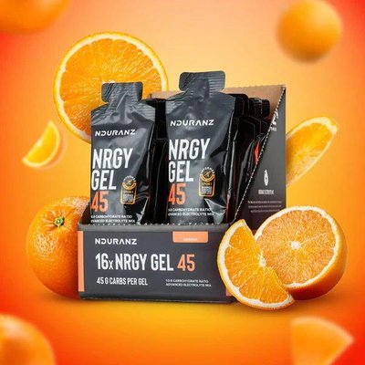 Nrgy Gel 45 Orange Kohlenhydrate Energie Triathlon Laufen Rad Nduranz 16 x 75 g