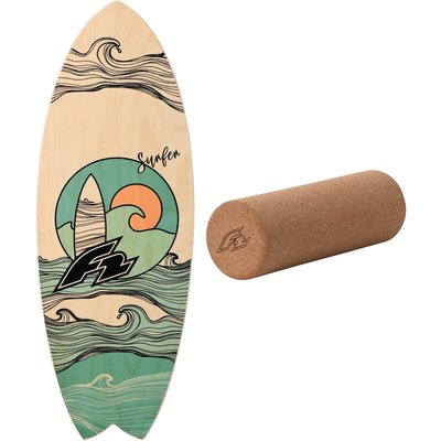 F2 Set Balance Board Surfer 87x32cm mit Korkrolle