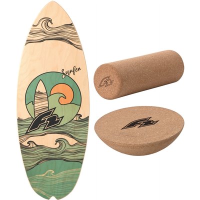 F2 Set Balance Board Halfshell 88x32cm + Halbkugel und Korkrolle