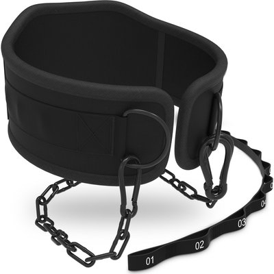 Dip Gürtel mit 3 Karabinern und Kette für Klimmzüge und Krafttraining