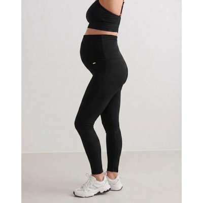 Damen Leggings Rippstrick Nahtlos Umstand Schwarz