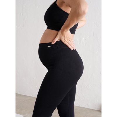 Damen Umstandsleggings Gerippt Nahtlos Schwarz