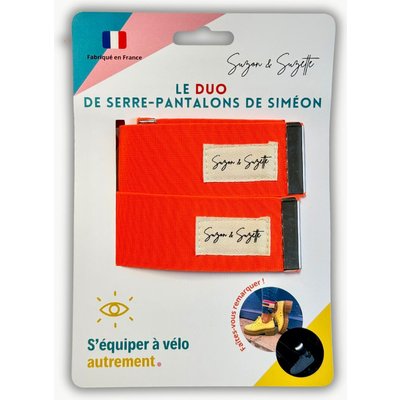 Set mit 2 reflektierenden Fahrradhosenclips, fluoreszierendes Orange