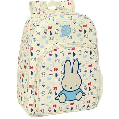 Miffy Kinder-Schulrucksack, Trolley-kompatibel mit Vordertasche, Beige