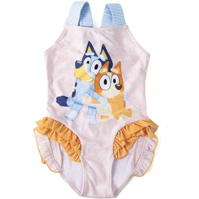 Bluey Kinderbadeanzug mit Rüschen und Schleife am Rücken, Polyester, Rosa