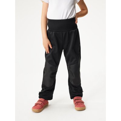 Elastische Softshell-Hose mit Fleece für Kinder Flexi, Schwarz