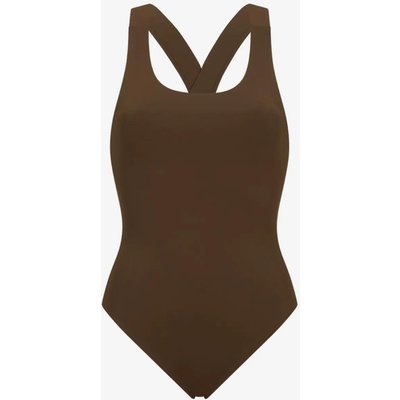 Damen Schwimmen Surfen Tauchen Premium Badeanzug Rundhals - Braun
