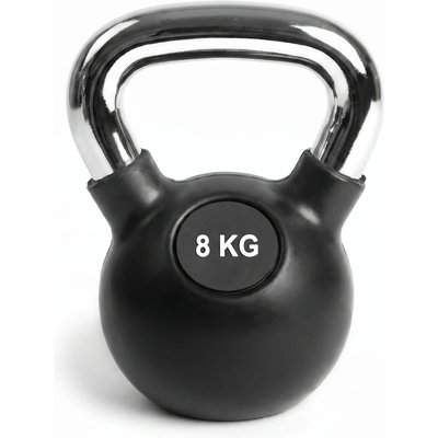 Kettlebell Krafttraining Gusseisen gummiert verchromter Griff 8 kg