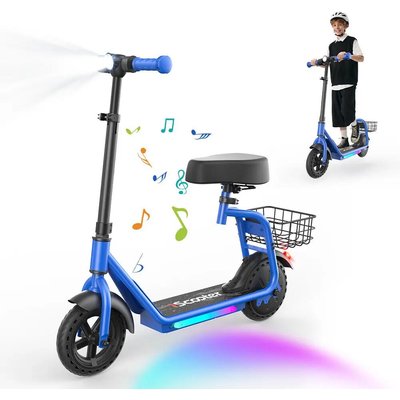 iScooter iK7 Kinder-E-Scooter 20 km/h mit Sitz, Korb und App
