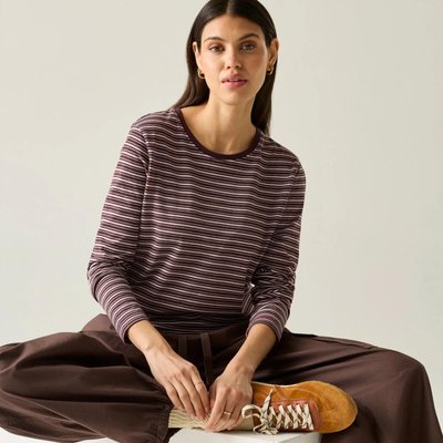 Federica Damen-Langarmshirt mit Rundhalsausschnitt und Streifen