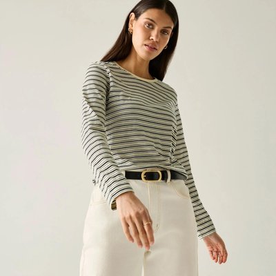 Federica Damen-Langarmshirt mit Rundhalsausschnitt und Streifen