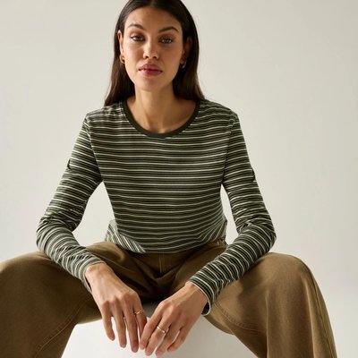 Federica Damen-Langarmshirt mit Rundhalsausschnitt und Streifen