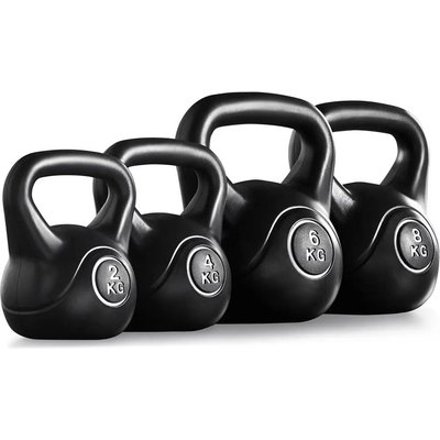 4-er Kugelhantel-Set 2/4/6/8 kg Kettlebell für Krafttraining, Schwarz