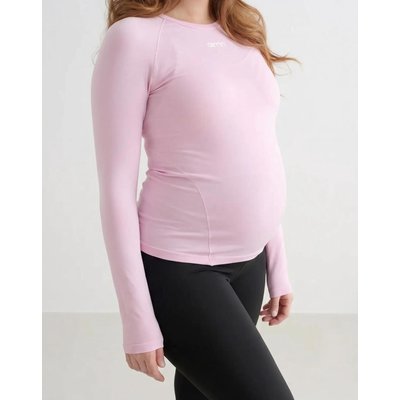 Damen Umstands-Trainingsshirt Langarm Schnelltrocknend Dehnbar Basic Rosa