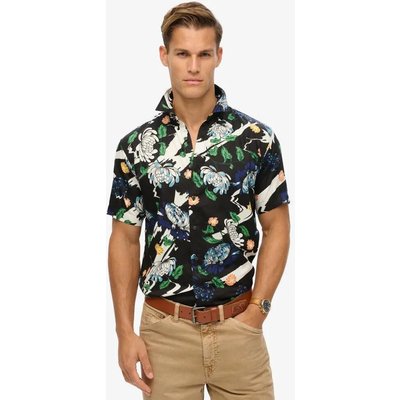 superdry Kurzarm-Hawaii-Hemd mit Aya Black Floral Print