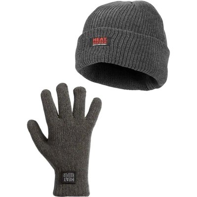 Damen Winter Set - Chenille - Mütze + Handschuhe - Dunkelgrau