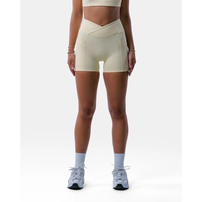 Damen High-Waist-Shorts mit Tasche für Fitness – Encore – Creme
