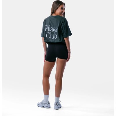 Oversized Baumwoll-Pilates-Shirt Damen – Pilates Club – Tannengrün