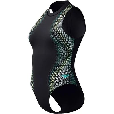 Speedo Badeanzug Eco Endurance+ Placement Hydrasuit Schwarz/Grün