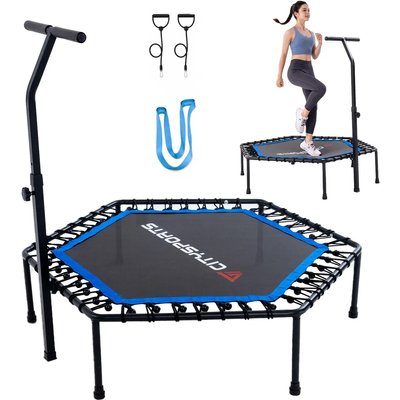 Faltbares Fitness-Trampolin mit Haltegriff, bis 100 kg.