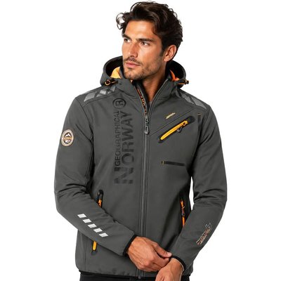 Softshelljacke – Wandern – Herren – wasserdicht – Dunkelgrau/Orange