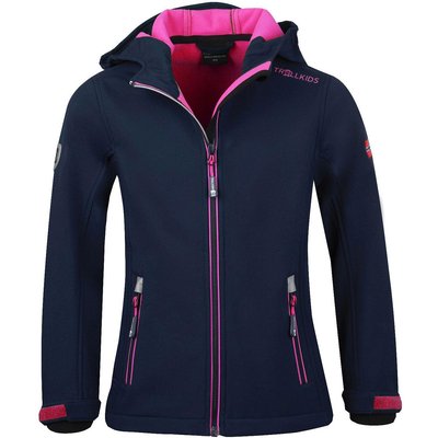 Mädchen Softshelljacke Trollfjord Wasserabweisend Marineblau / Magenta