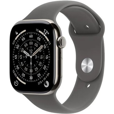 Smartwatch Apple Series 11 aus natürlichem Titan und Graustein