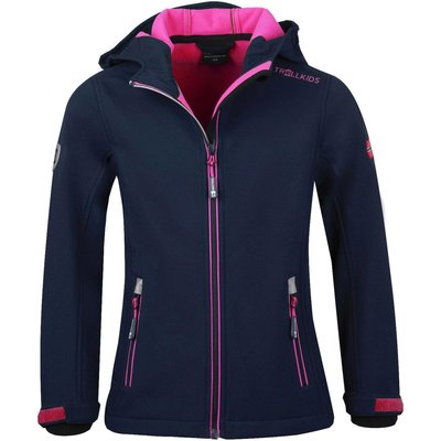 Mädchen Softshelljacke Trollfjord Wasserabweisend Marineblau / Magenta