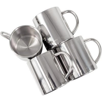 Camping Edelstahlbecher doppelwandig 300 ml mit Griff, Kaffeebecher 4 Stück