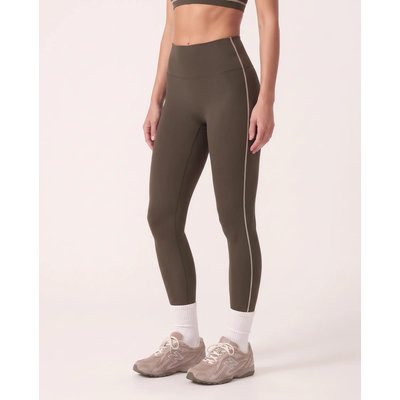 Damen Fitness Leggings hoher Bund Seitenstreifen Track - Braun