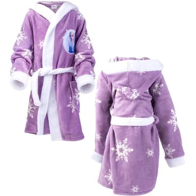 Bademantel Kinder Frozen Coral Fleece mit Kapuze und Gürtel Flieder