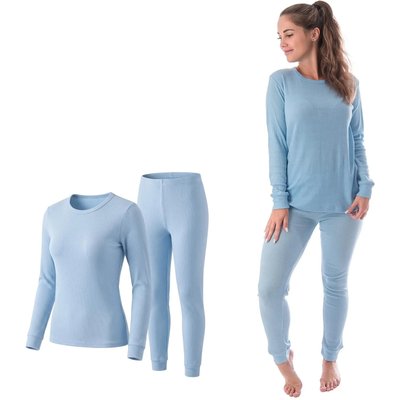 Damen Skiunterwäsche Set warm mit Innenfleece Langarmshirt und lange Unterhose