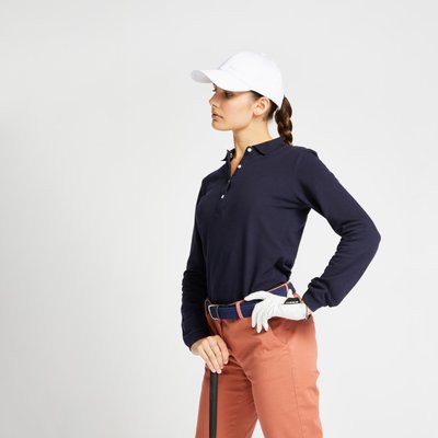 Damen Poloshirt langarm - MW500 marineblau