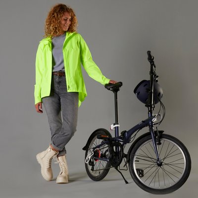 FAHRRAD REGENJACKE CITY 120 DAMEN SICHTBARKEIT PSA-ZERTIFIZIERT NEONGELB
