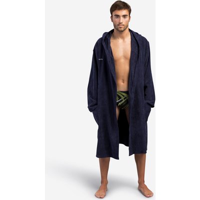 Bademantel Baumwolle Herren Kapuze dick - pfauenblau