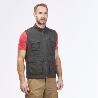 Outdoorweste Herren Multipocket - Travel100 grau