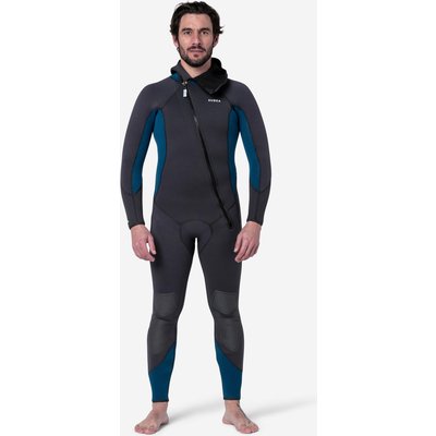 Neoprenanzug mit Kopfhaube Tauchen Herren 500 5 mm schwarz/blau