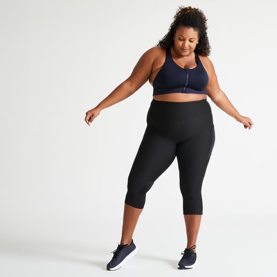 7/8-Leggings Damen atmungsaktiv große Größen - schwarz