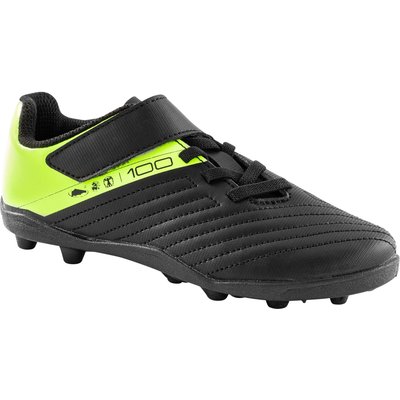Kinder Fußball Nockenschuhe AG/FG mit Klettverschluss - 100 Easy schwarz/gelb