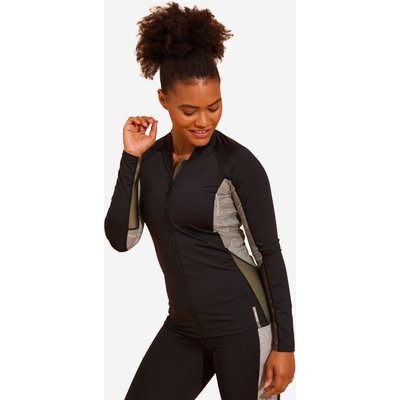 Aquafitness-Shirt Damen langarm Reißverschluss ‒ Lia khaki