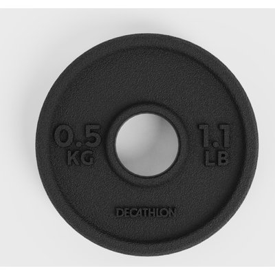 Hantelscheibe 80 % recyceltes Gusseisen 0,5 kg 28 mm
