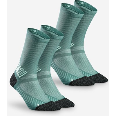 Wandersocken Damen/Herren hoch 2er-Pack - Hike 500 grün
