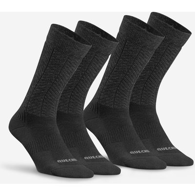 Wandersocken warm halbhoch Winterwandern - SH500 2 Paar schwarz