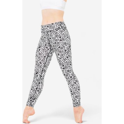Tanz-Leggings Mädchen Modern Dance hoher Taillenbund - weiss