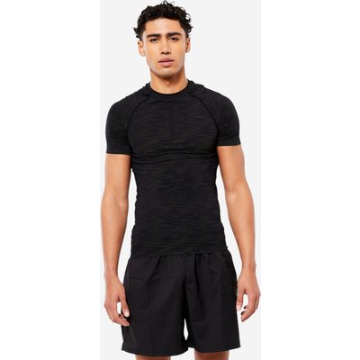 Kompressionsshirt Herren atmungsaktiv Rundhals - schwarz