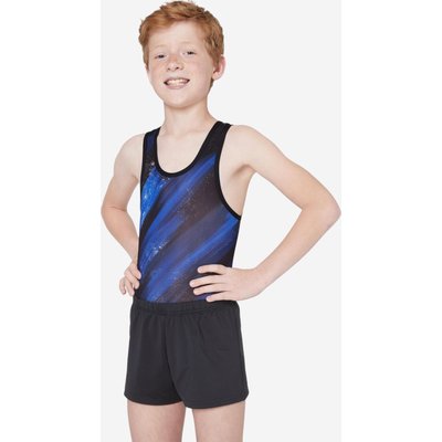 Gymnastikanzug Turnanzug Jungen - schwarz/blau bedruckt